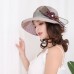  Elegant Gradient Color Flower Sun Hat AntiUV Cloth Wide Brim Mesh Hat  eb-71373541